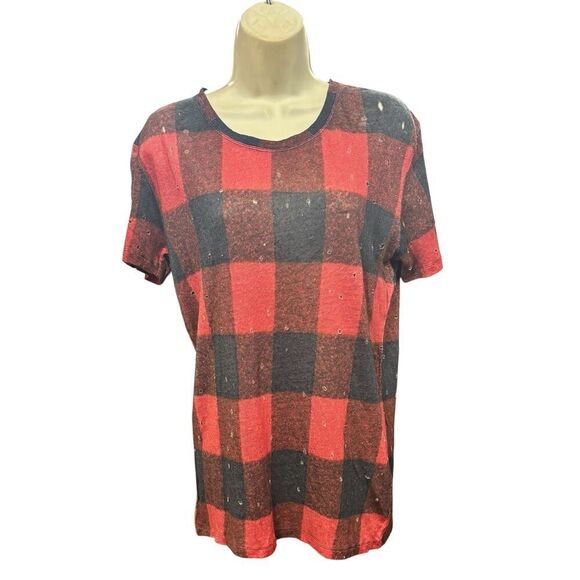 IRO ALESSIO TEE in BUFFALO CHECK in Red & Black NWT Size Small - Picture 5 of 9